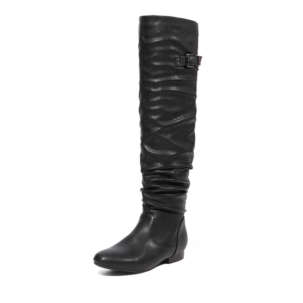 Winter Over The Knee Suede Boots - BLACK PU -  0